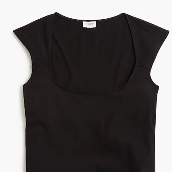 J. Crew Cap-sleeve stretch cotton-blend squareneck tank top Size Small - Picture 2 of 10